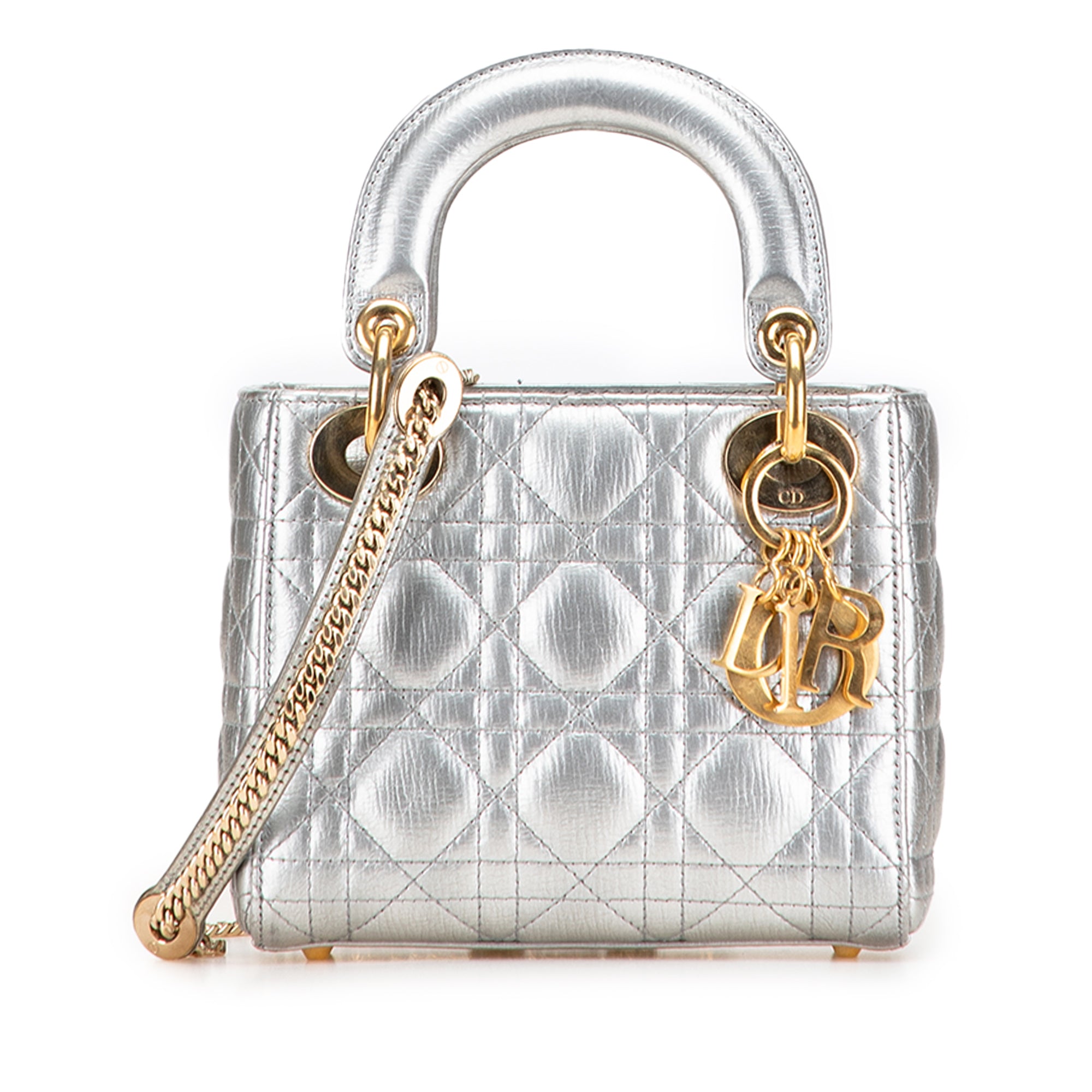 Dior Mini Metallic Grained Calfskin Cannage Lady Dior - image 1