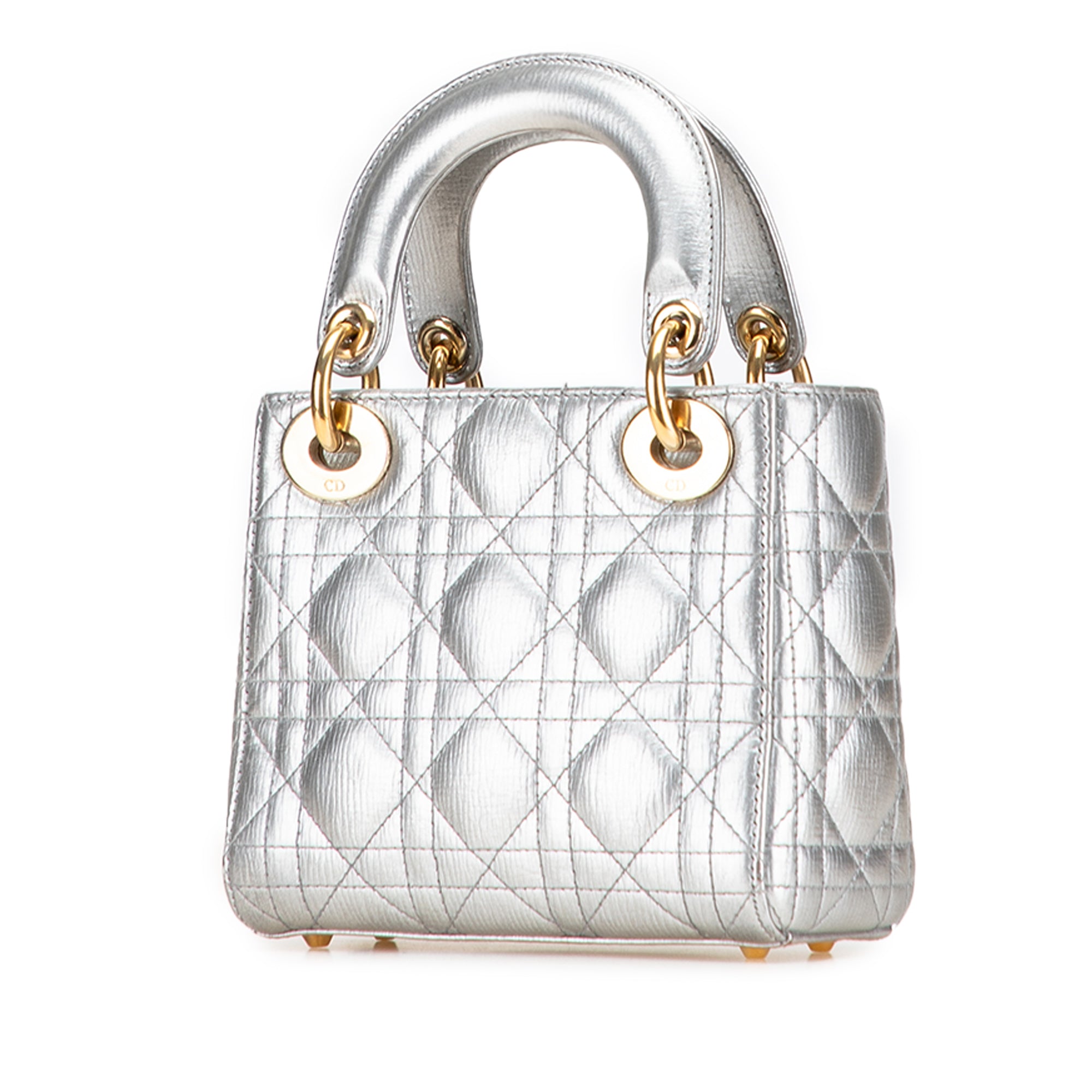 Dior Mini Metallic Grained Calfskin Cannage Lady Dior - image 2