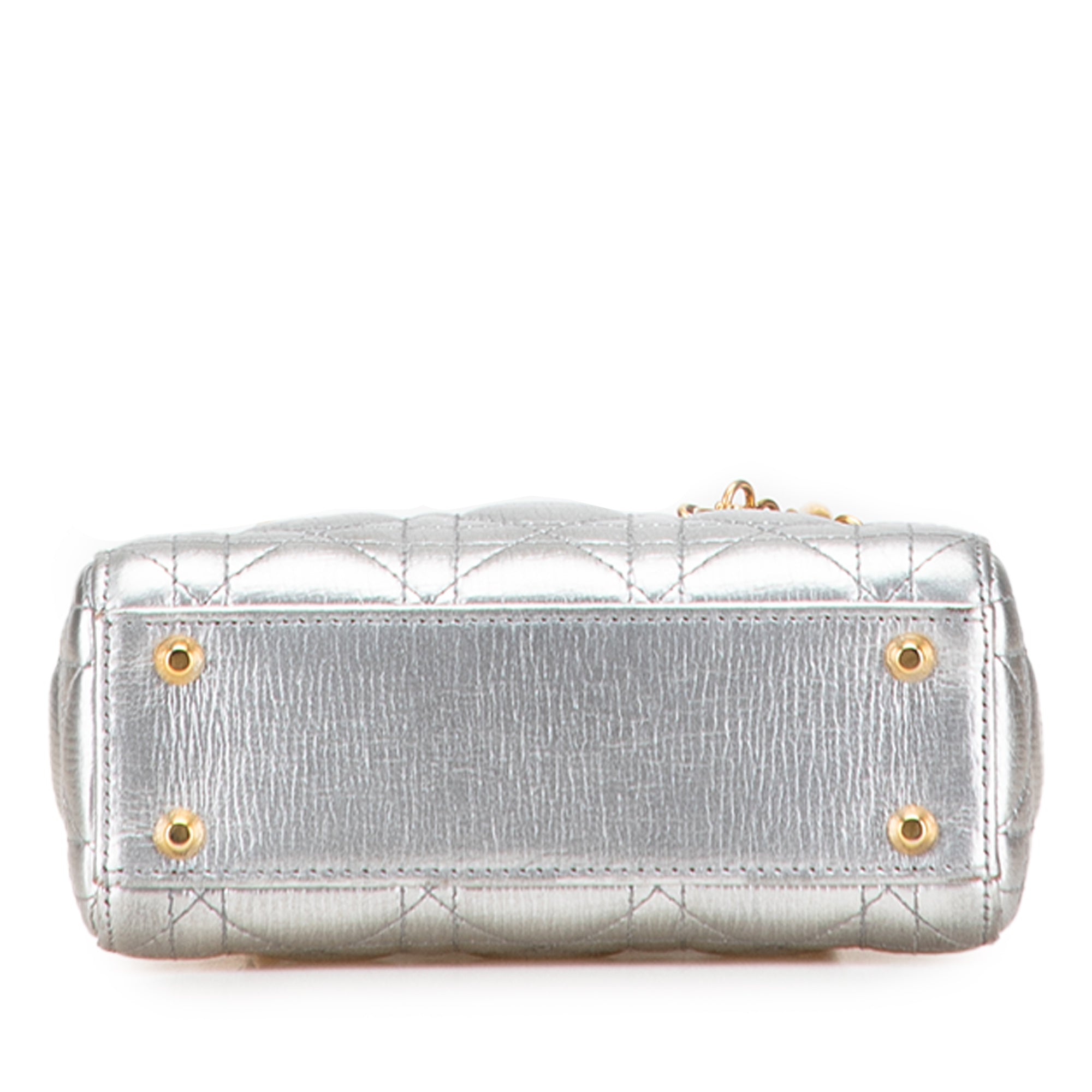 Dior Mini Metallic Grained Calfskin Cannage Lady Dior - image 3