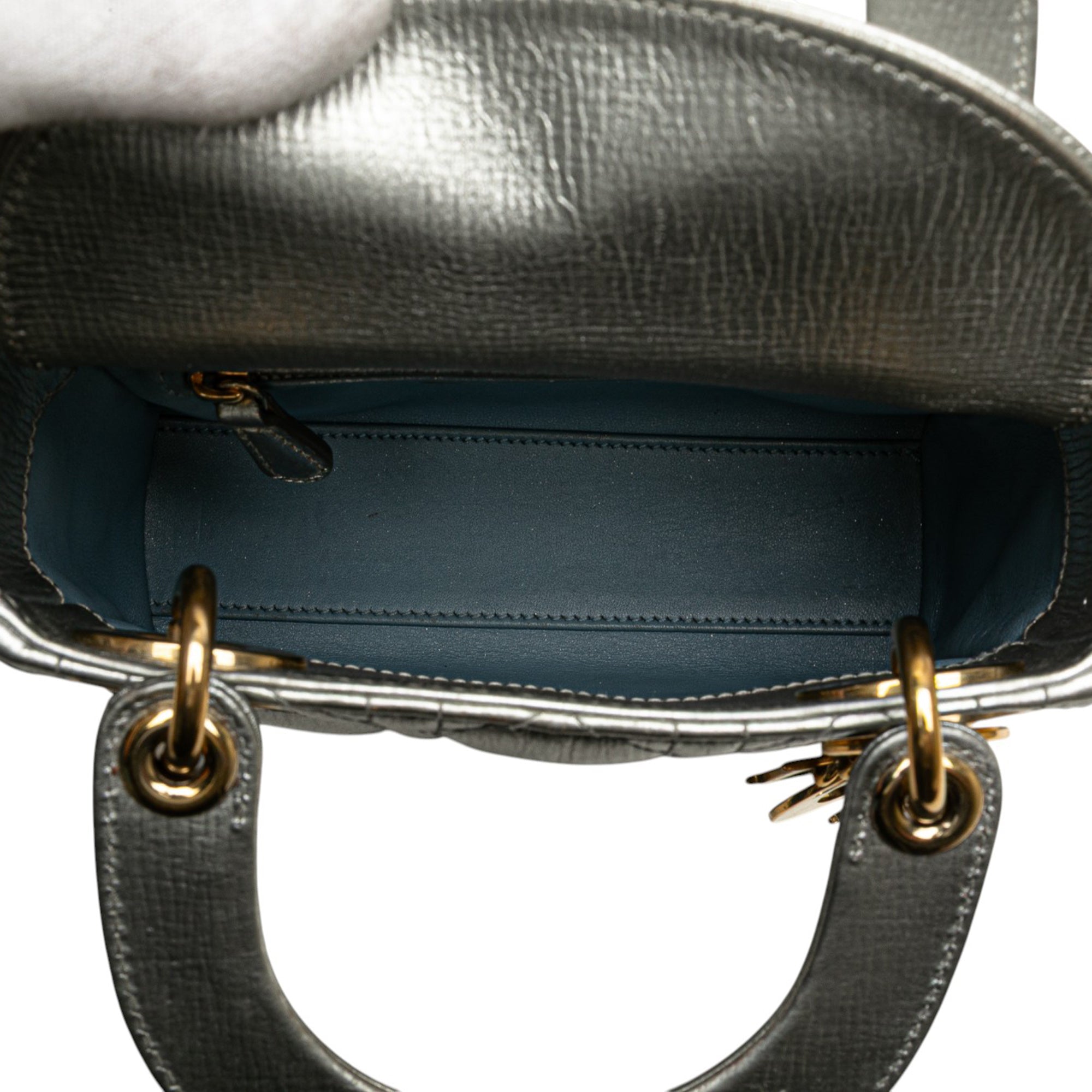 Dior Mini Metallic Grained Calfskin Cannage Lady Dior - image 4