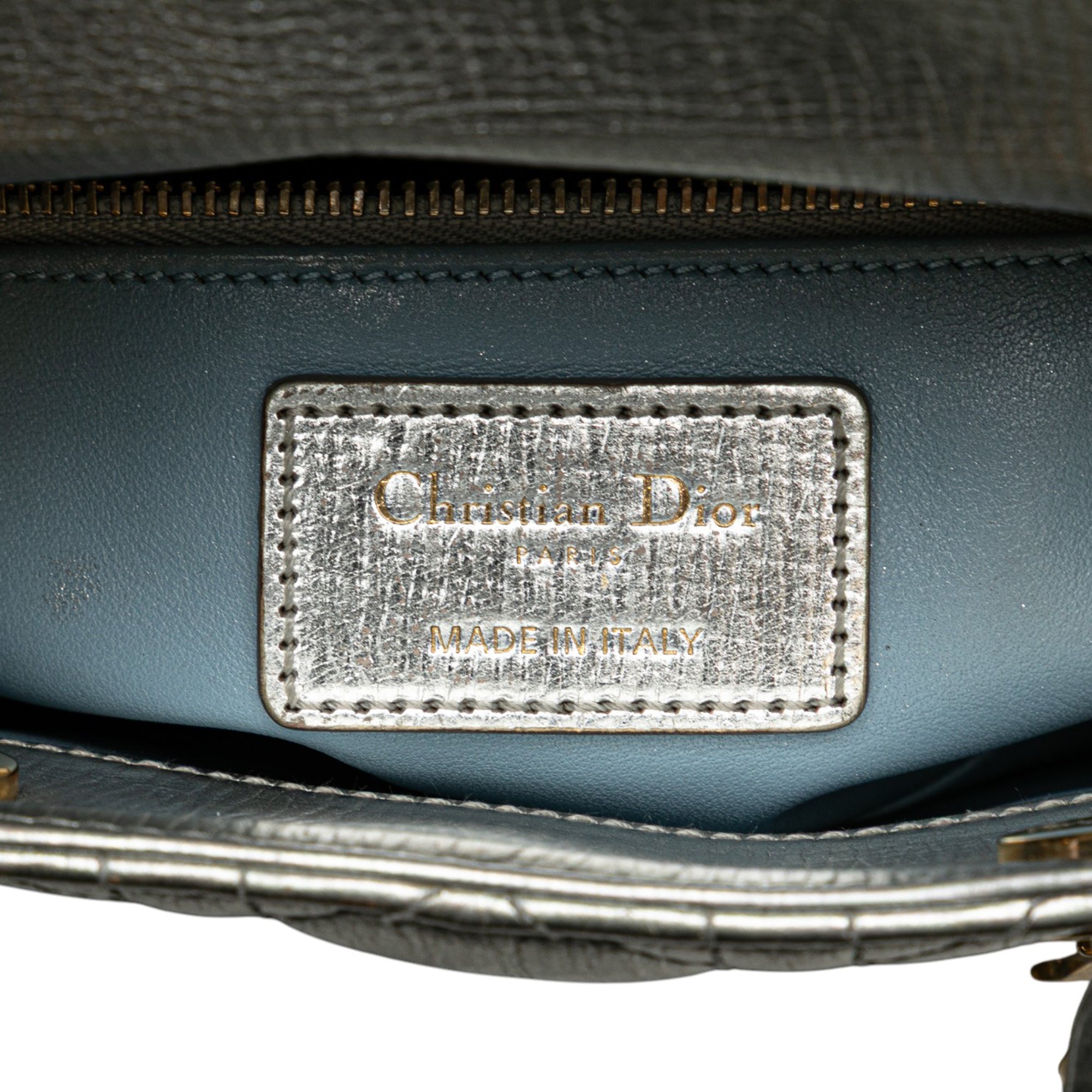 Dior Mini Metallic Grained Calfskin Cannage Lady Dior - image 5