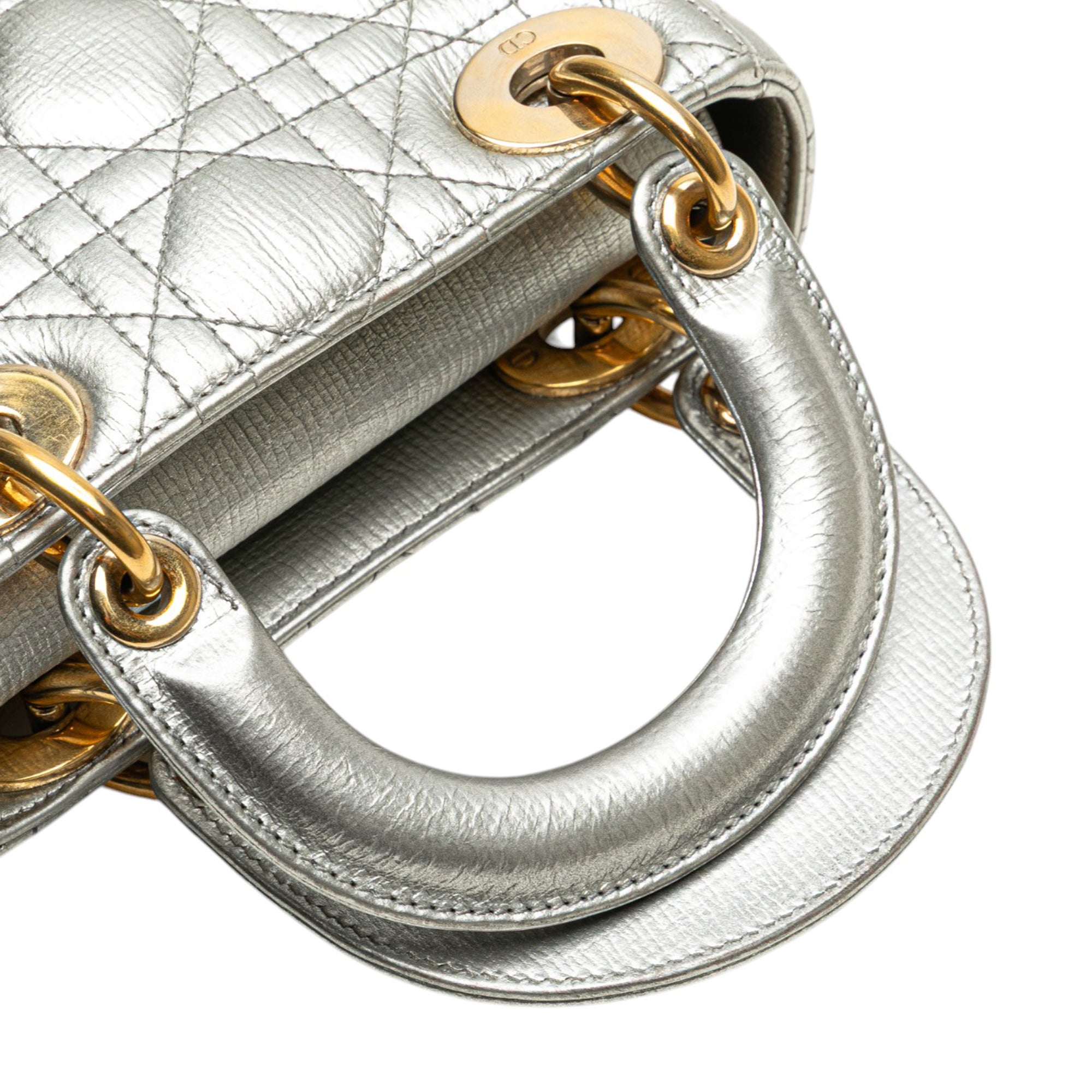 Dior Mini Metallic Grained Calfskin Cannage Lady Dior - image 7