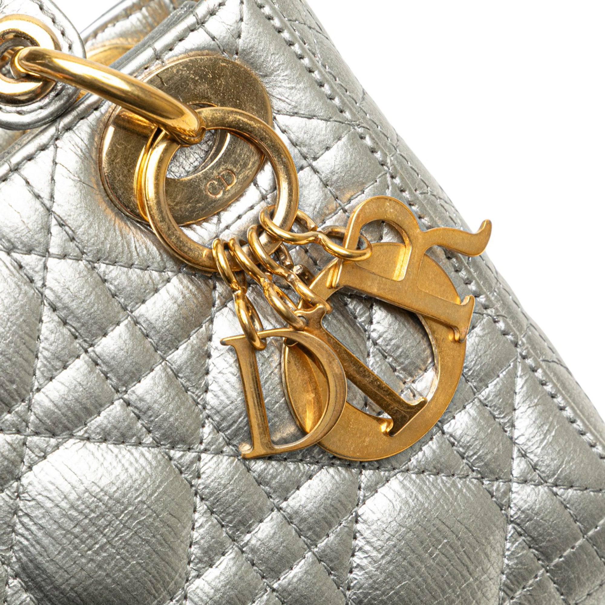Dior Mini Metallic Grained Calfskin Cannage Lady Dior - image 8