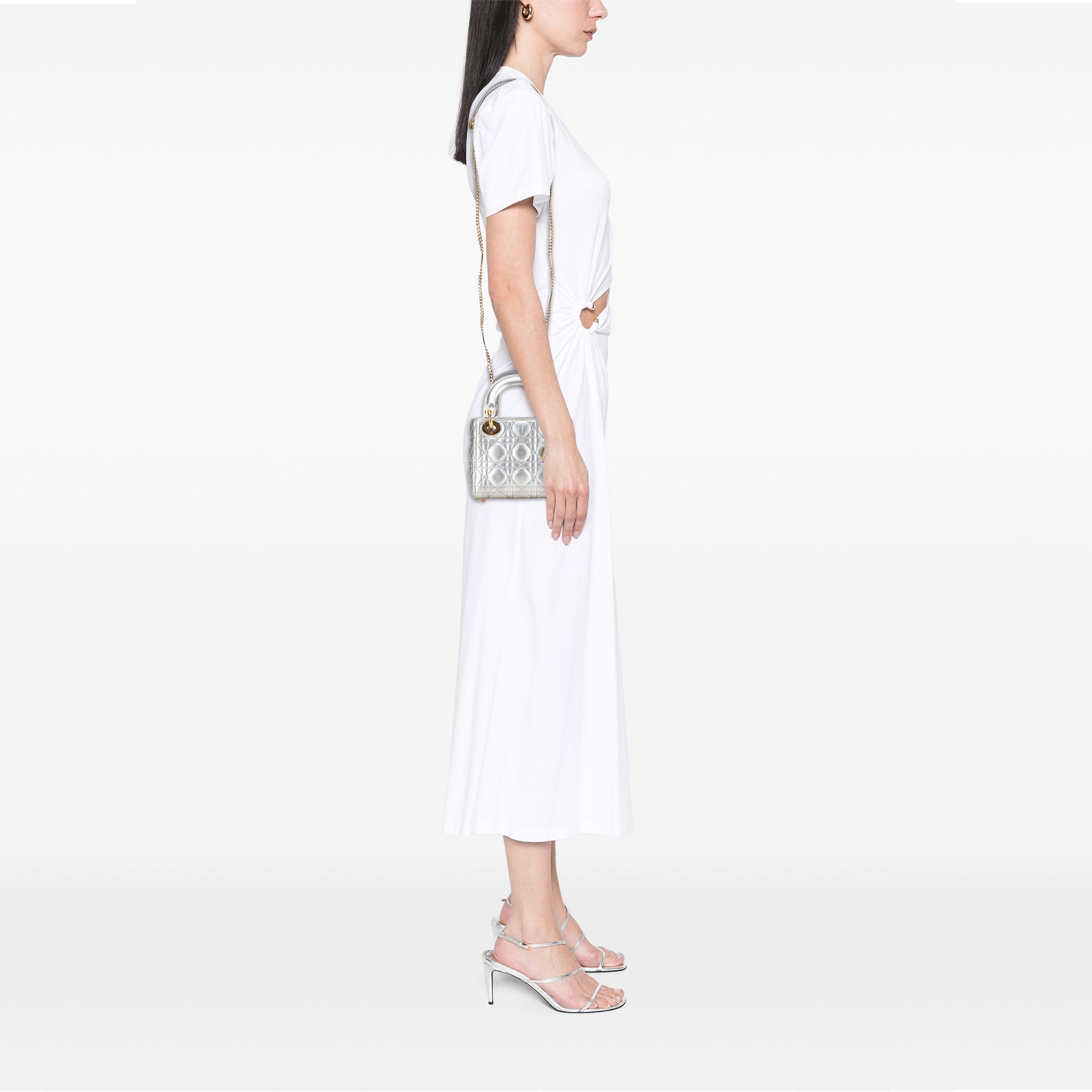 Dior Mini Metallic Grained Calfskin Cannage Lady Dior - image 9