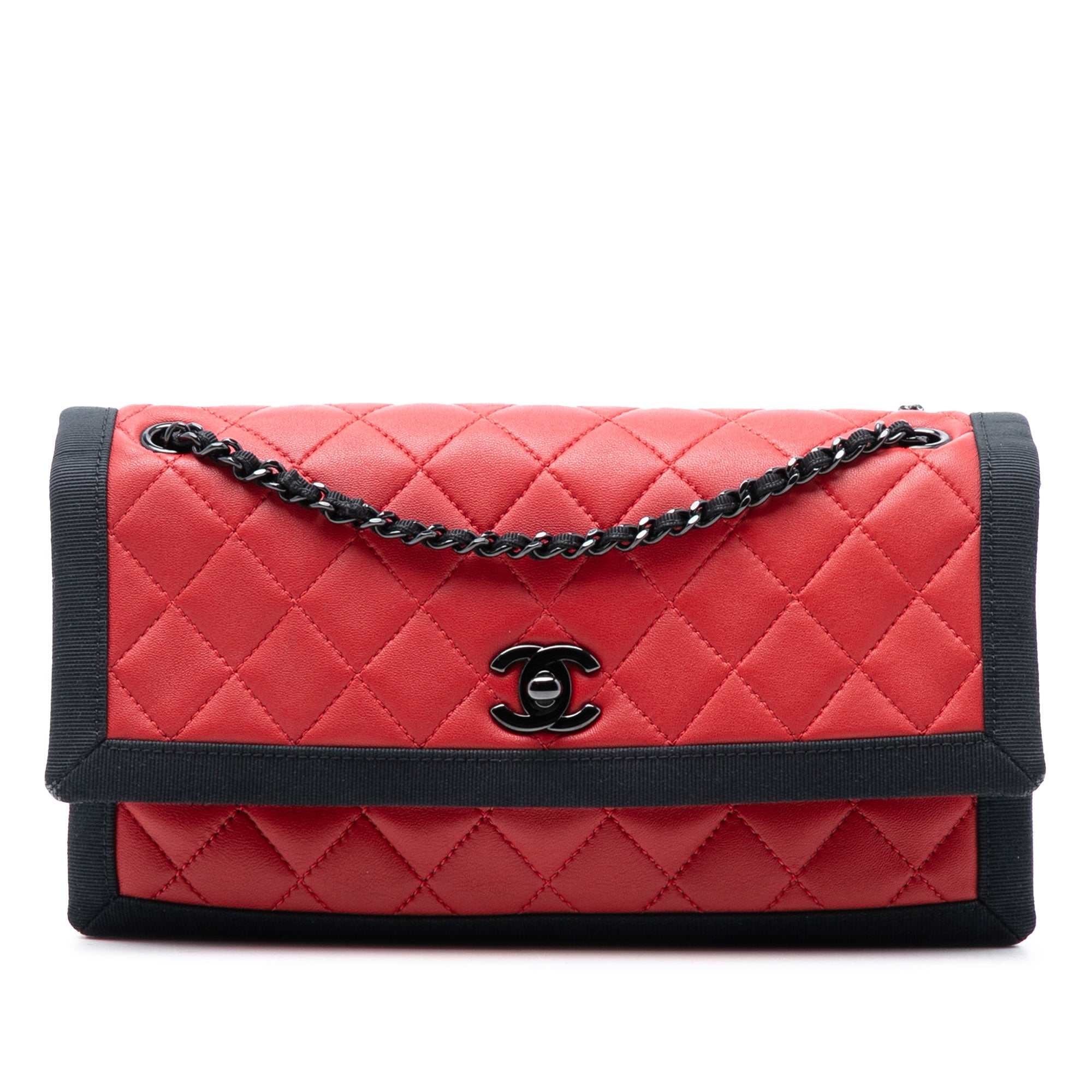 Chanel Medium CC Bicolor Quilted Lambskin Grosgrain Single Flap - image 1