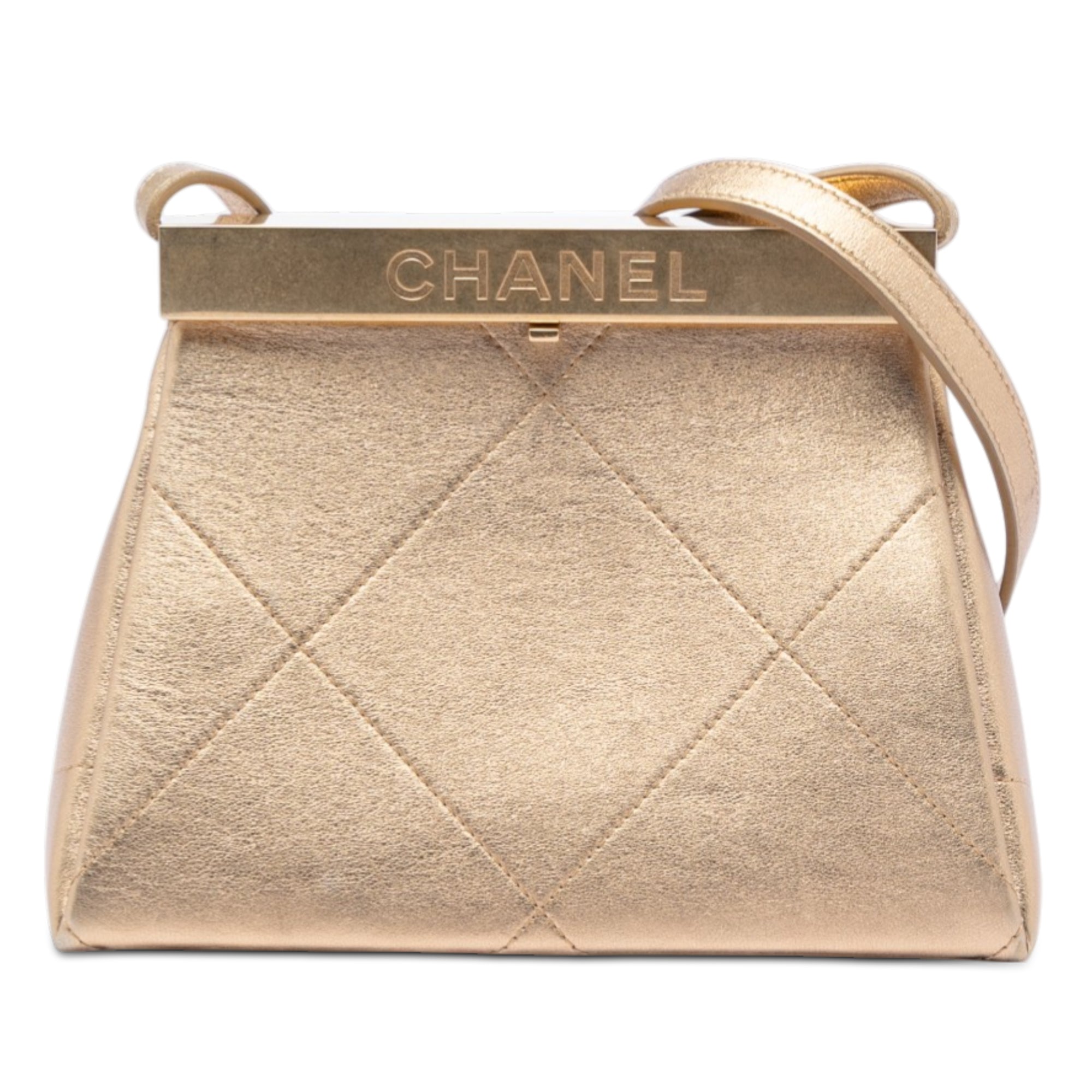 Chanel Small Calfskin Kiss Lock Frame Bag - image 1