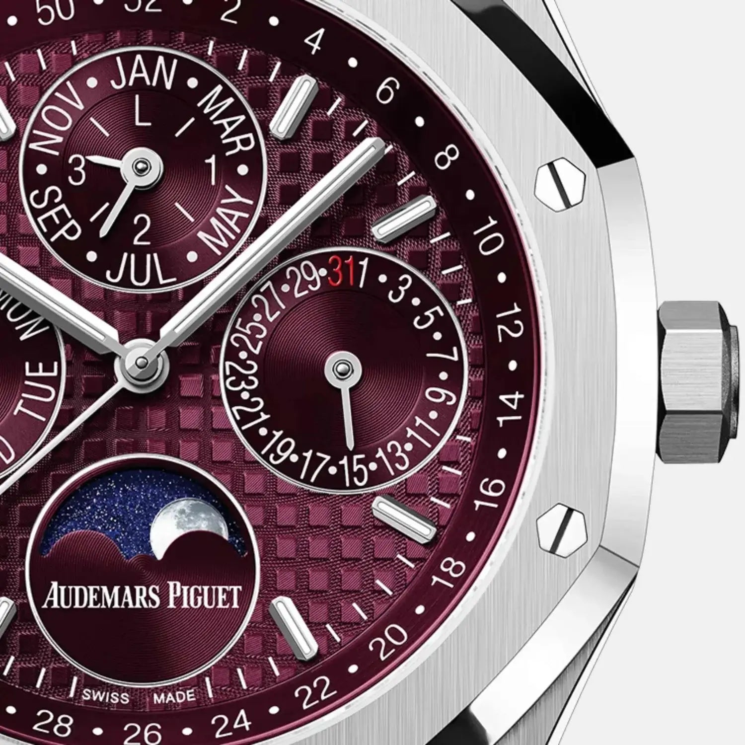 Audemars Piguet watch face with detailed design and brand name.