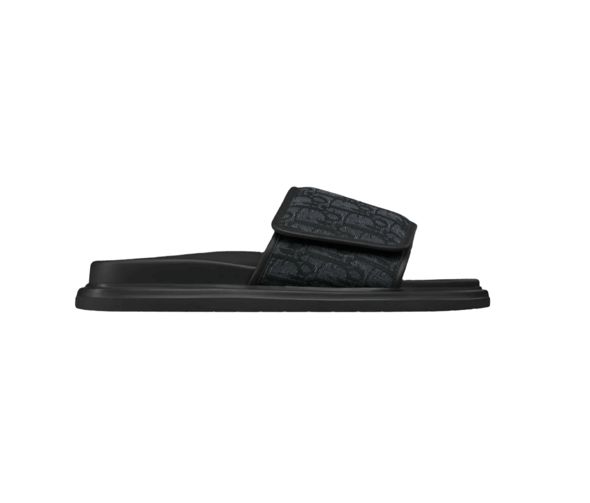 Close-up of Dior Oblique jacquard and calfskin blend on Dior Aqua Sandal upper