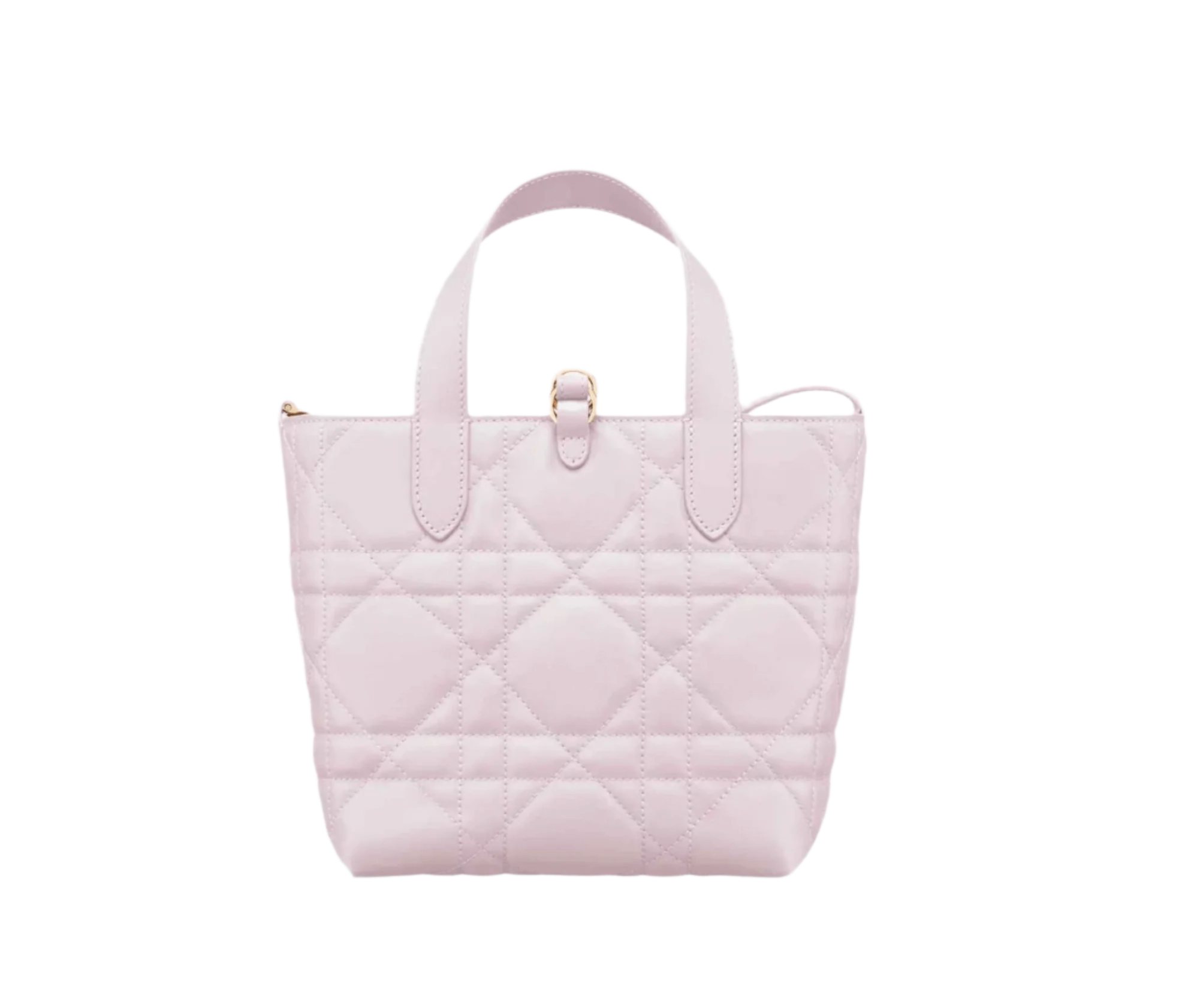 Side view of Dior Vertical Tote Small showing slim silhouette, lace-through strap, and dual carry options

