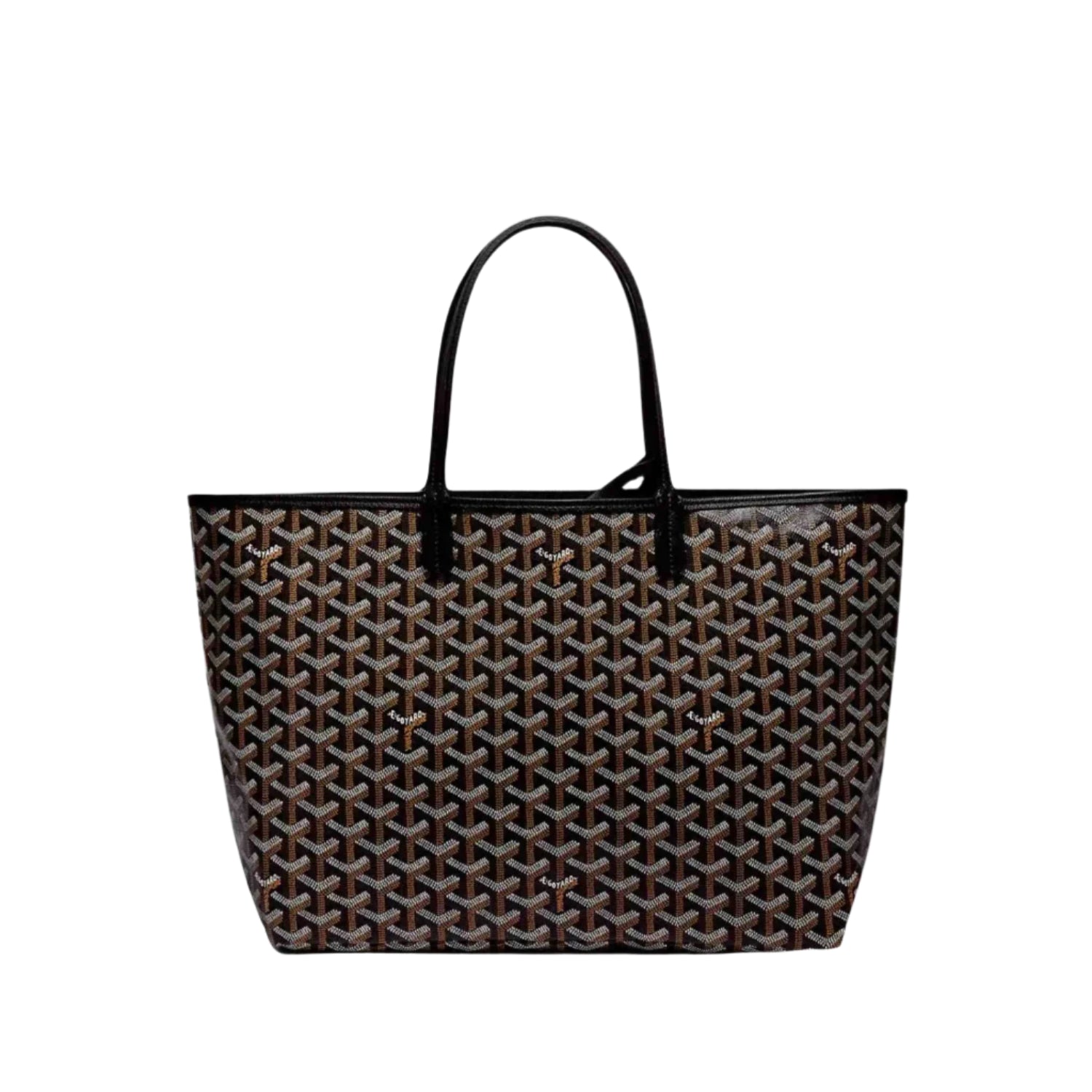 Designer handbag with a distinctive pattern on a light gray background