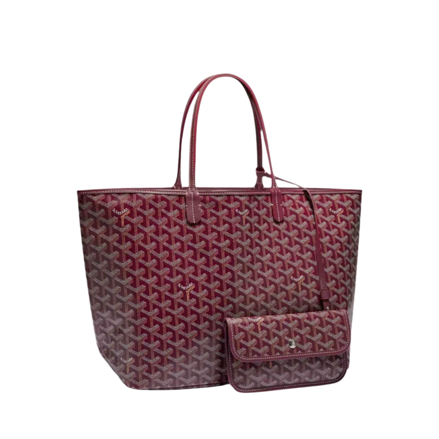 Designer handbag with a distinctive pattern on a light gray background