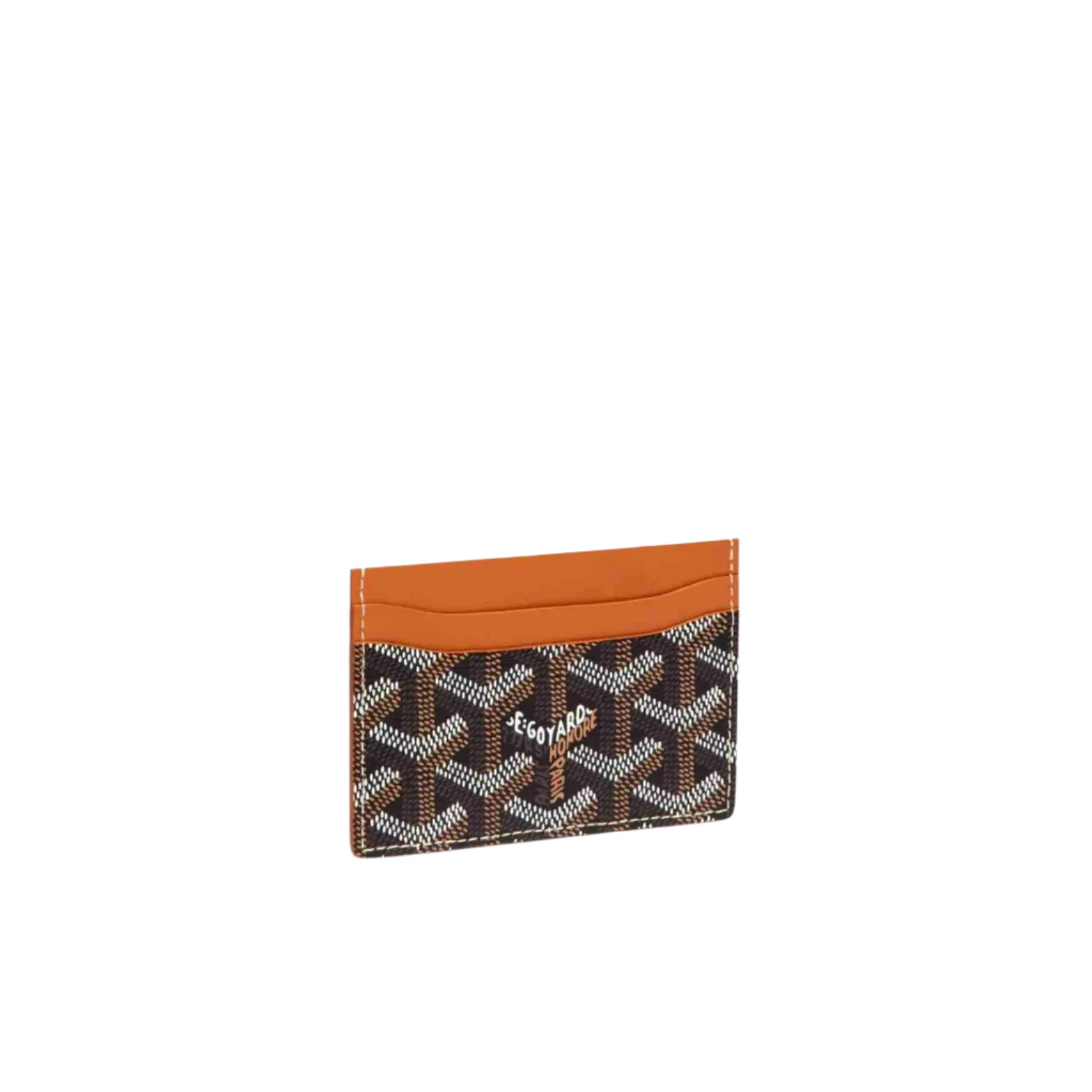 Brown Goyard wallet with iconic patterned design