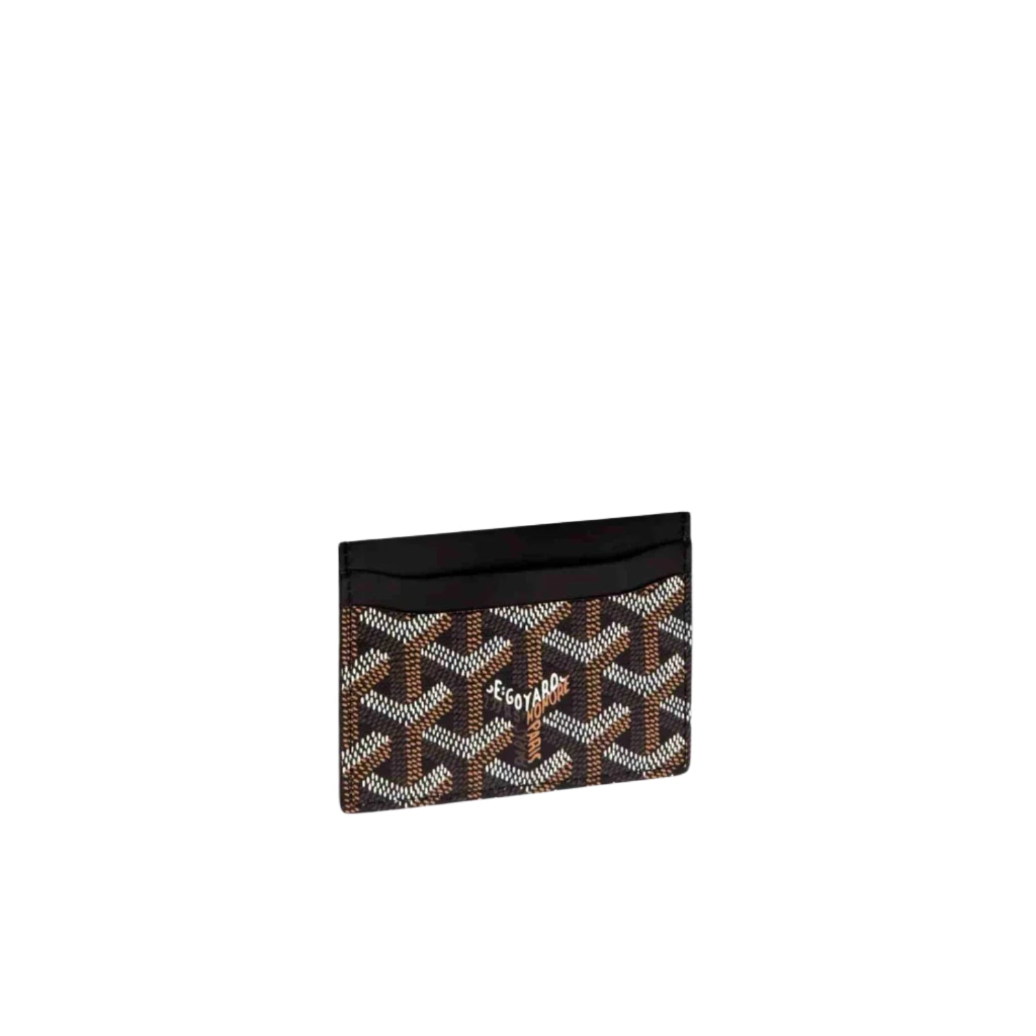 Black Goyard cardholder wallet with iconic patterned design