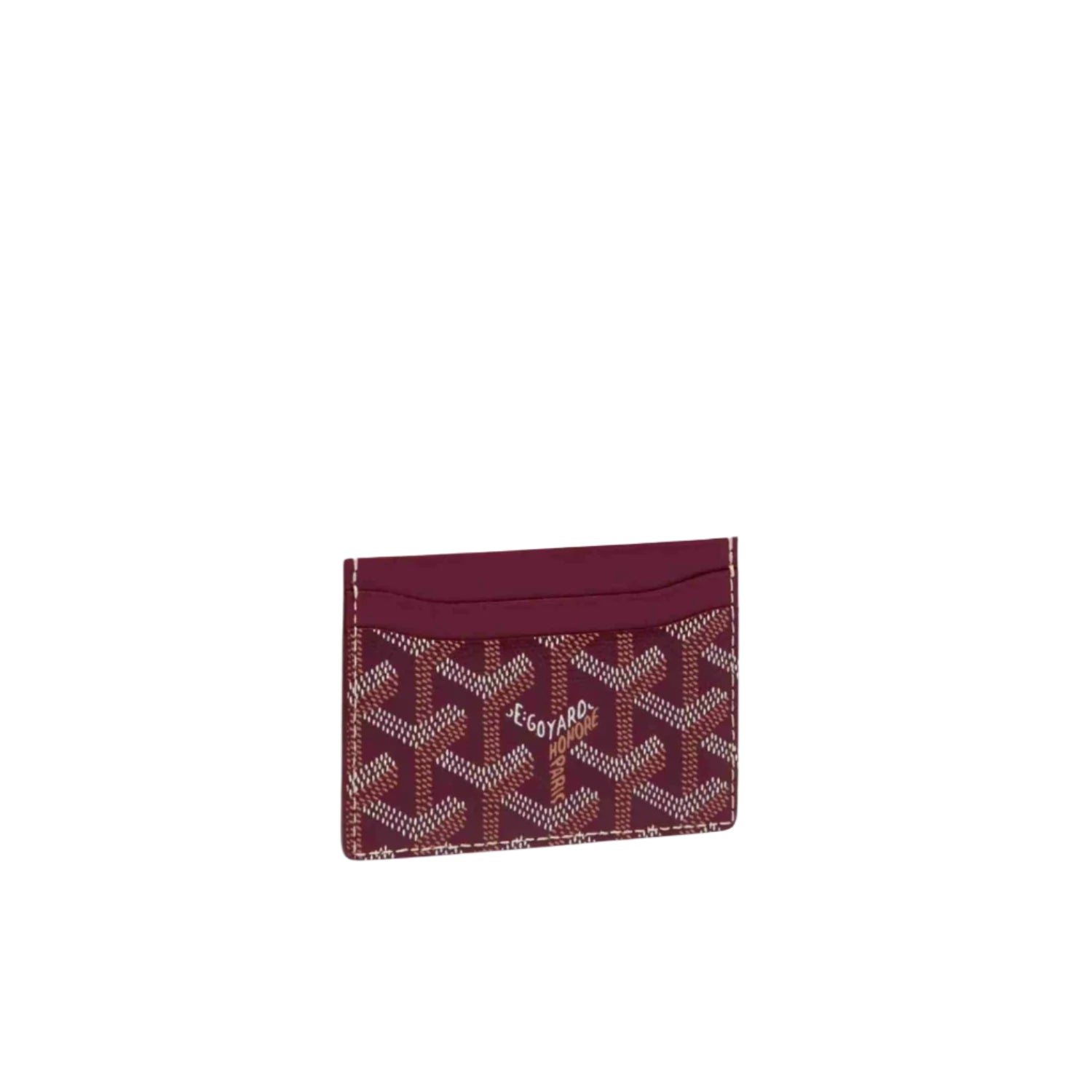 Burgundy Goyard cardholder wallet with iconic patterned design