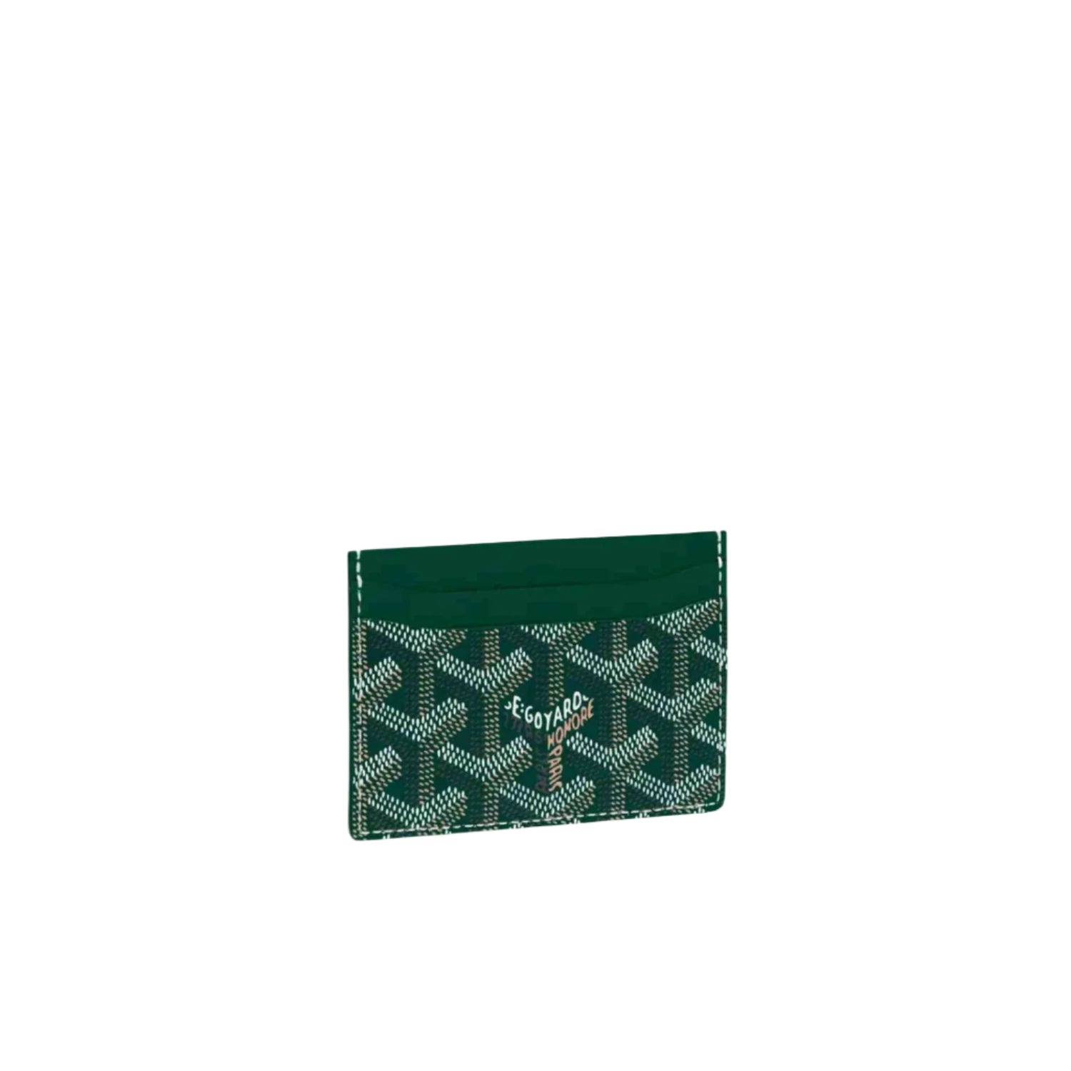 Green Goyard cardholder wallet with iconic patterned design