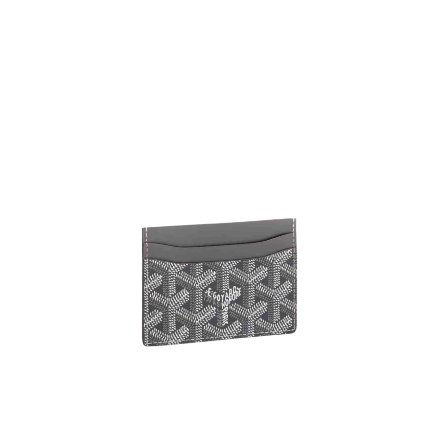 Grey Goyard cardholder wallet with iconic patterned design