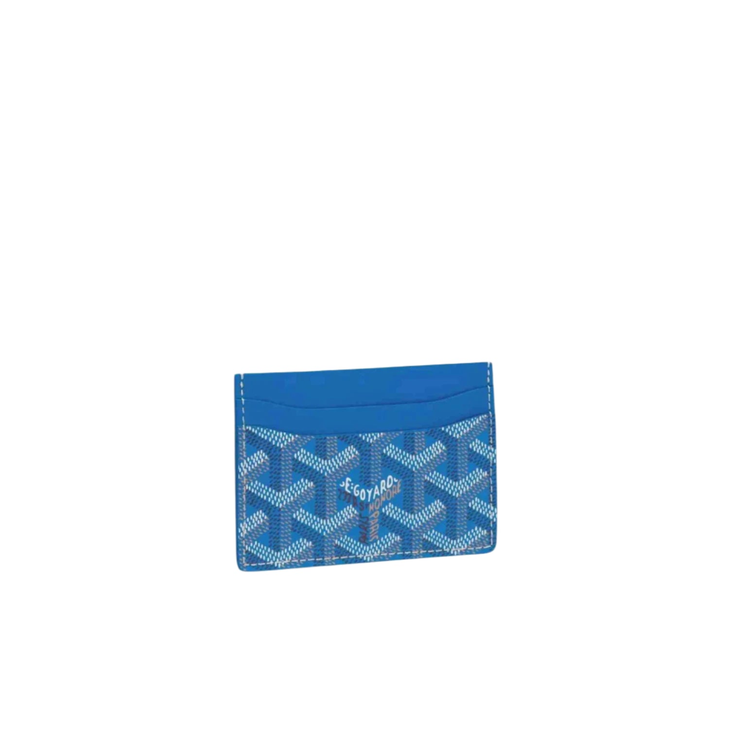 Blue Goyard cardholder wallet with iconic patterned design
