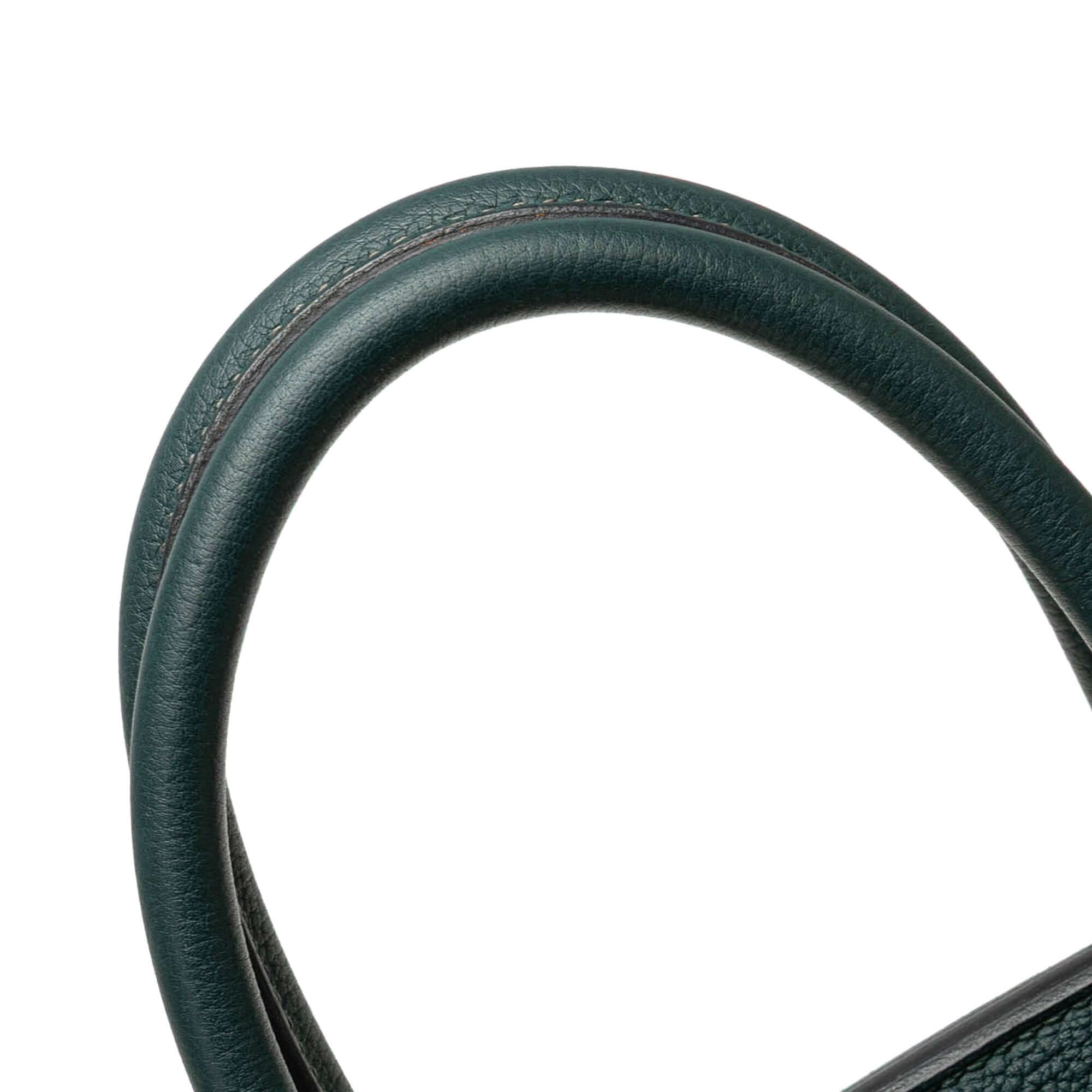 Pre-loved Hermès Birkin 30 Vert Cypress green Togo leather bag with palladium hardware
