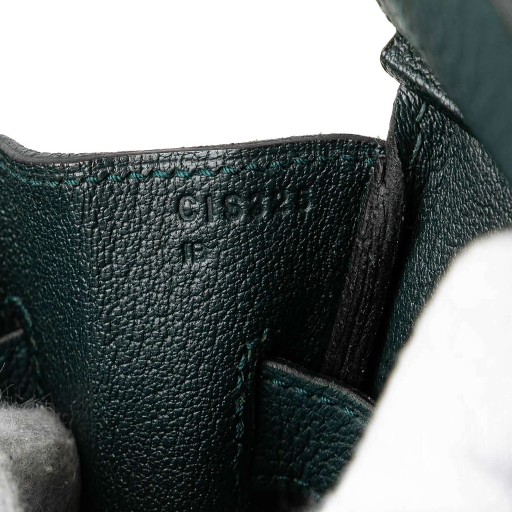 Pre-loved Hermès Birkin 30 Vert Cypress green Togo leather bag with palladium hardware
