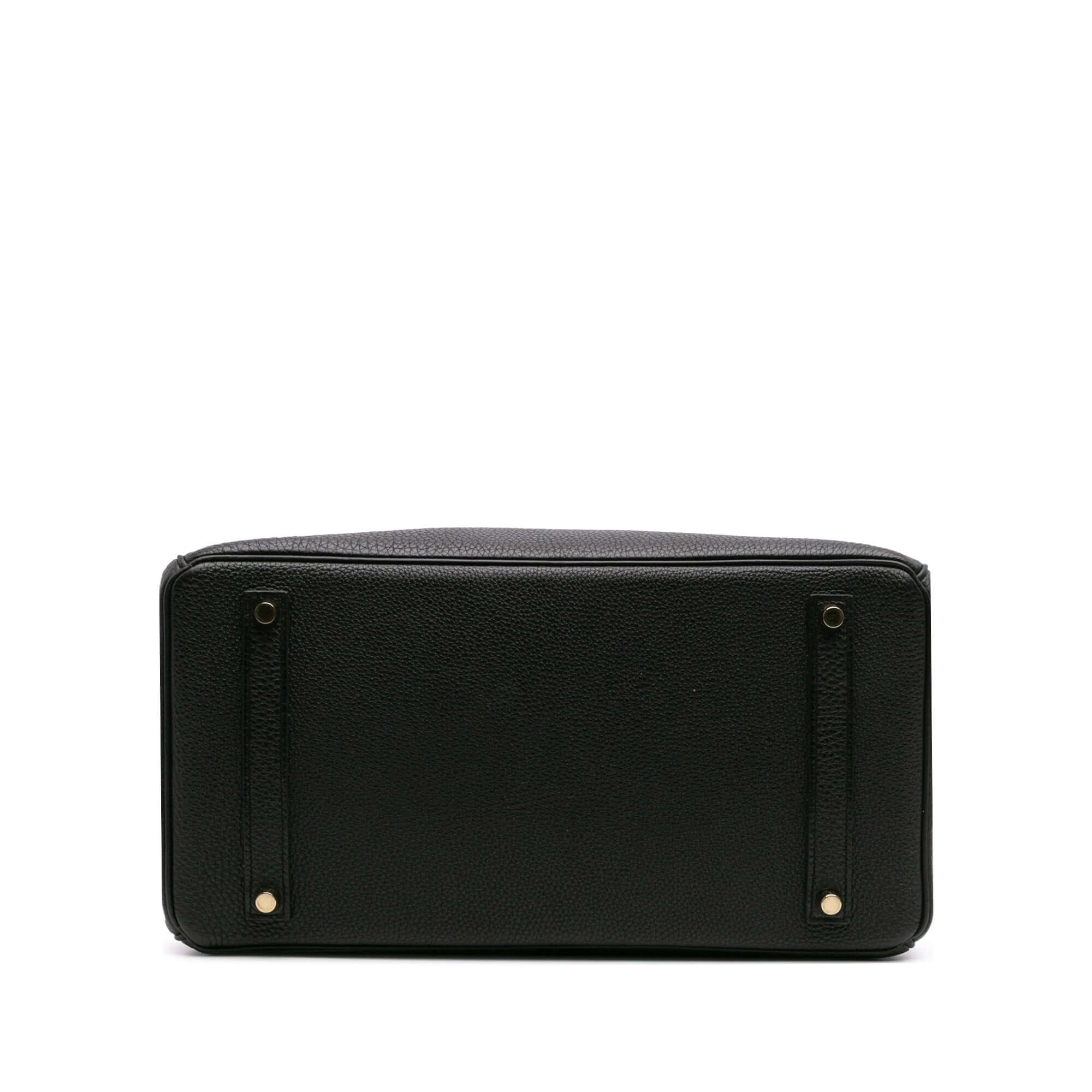 bottom view of Pre-loved Hermès Birkin 35 Black Togo Leather Handbag from 2012 with Lock Set
