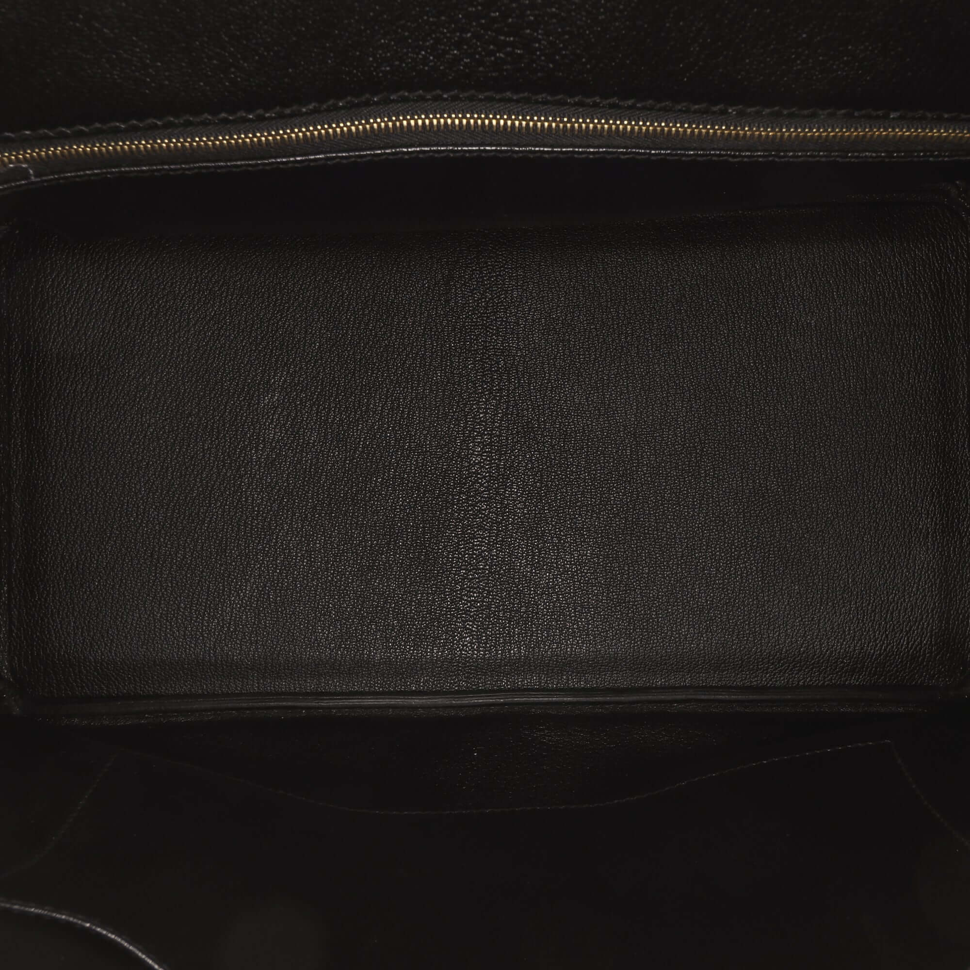 internal view of an Pre-loved Hermès Birkin 35 Black Togo Leather Handbag from 2012 with Lock Set

