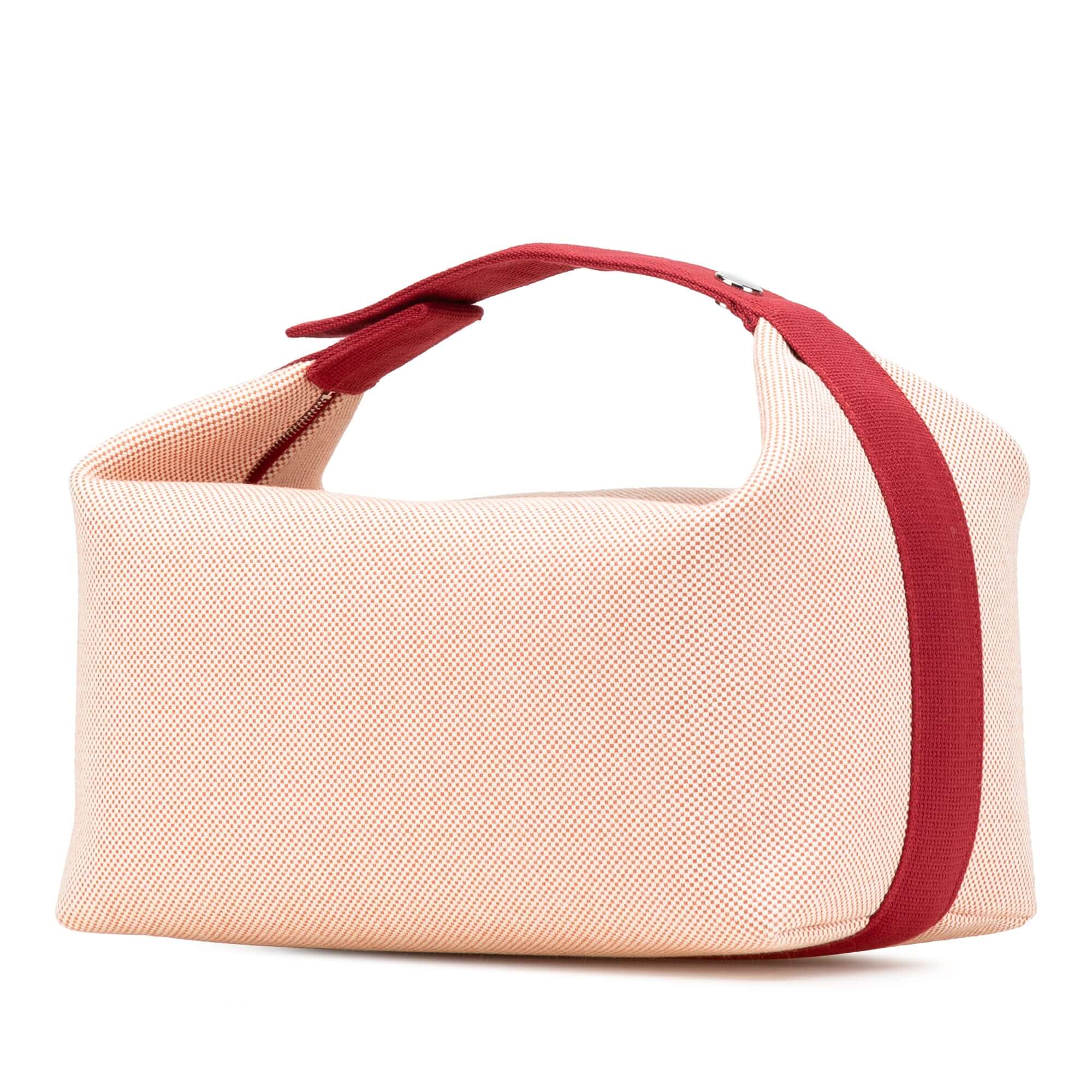 Pre-loved Hermès large Bride-A-Brac terracotta canvas travel case with zip and handle
