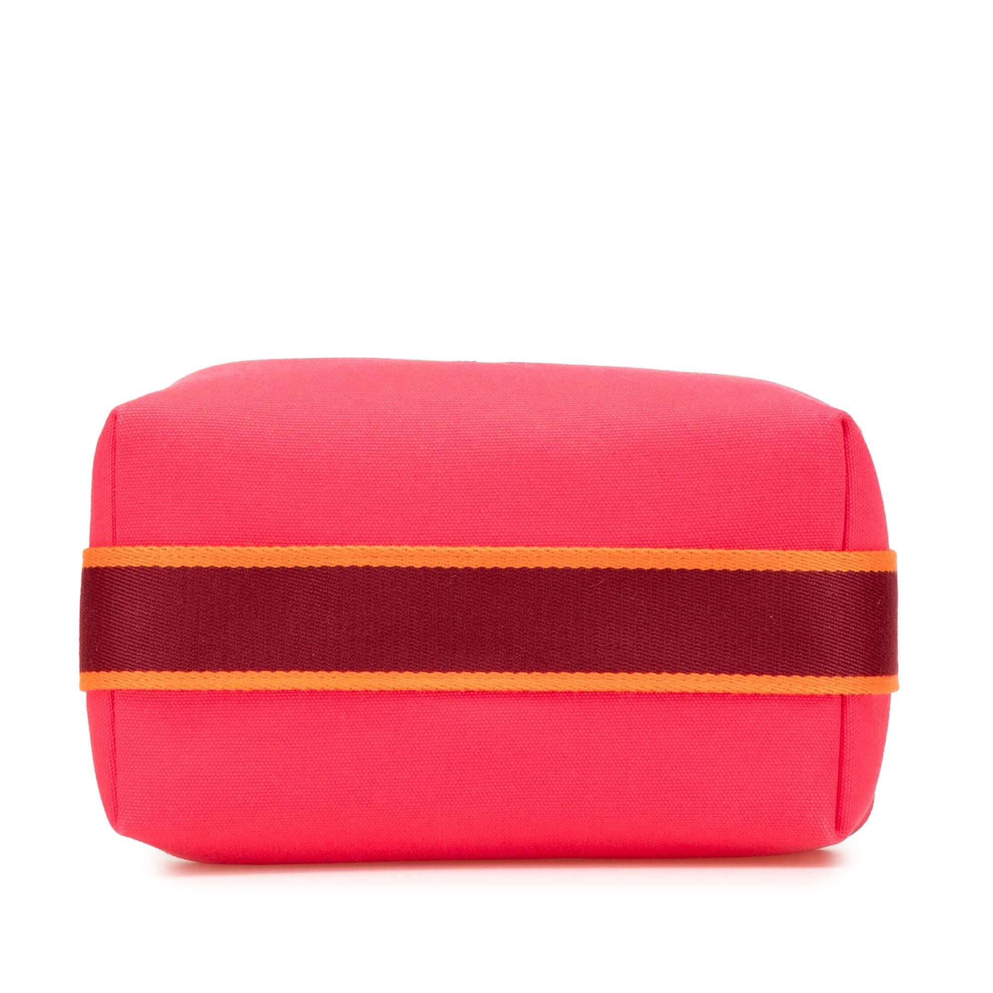 Pre-loved Hermès Small Bride-A-Brac pink canvas pouch with handle and zipper
