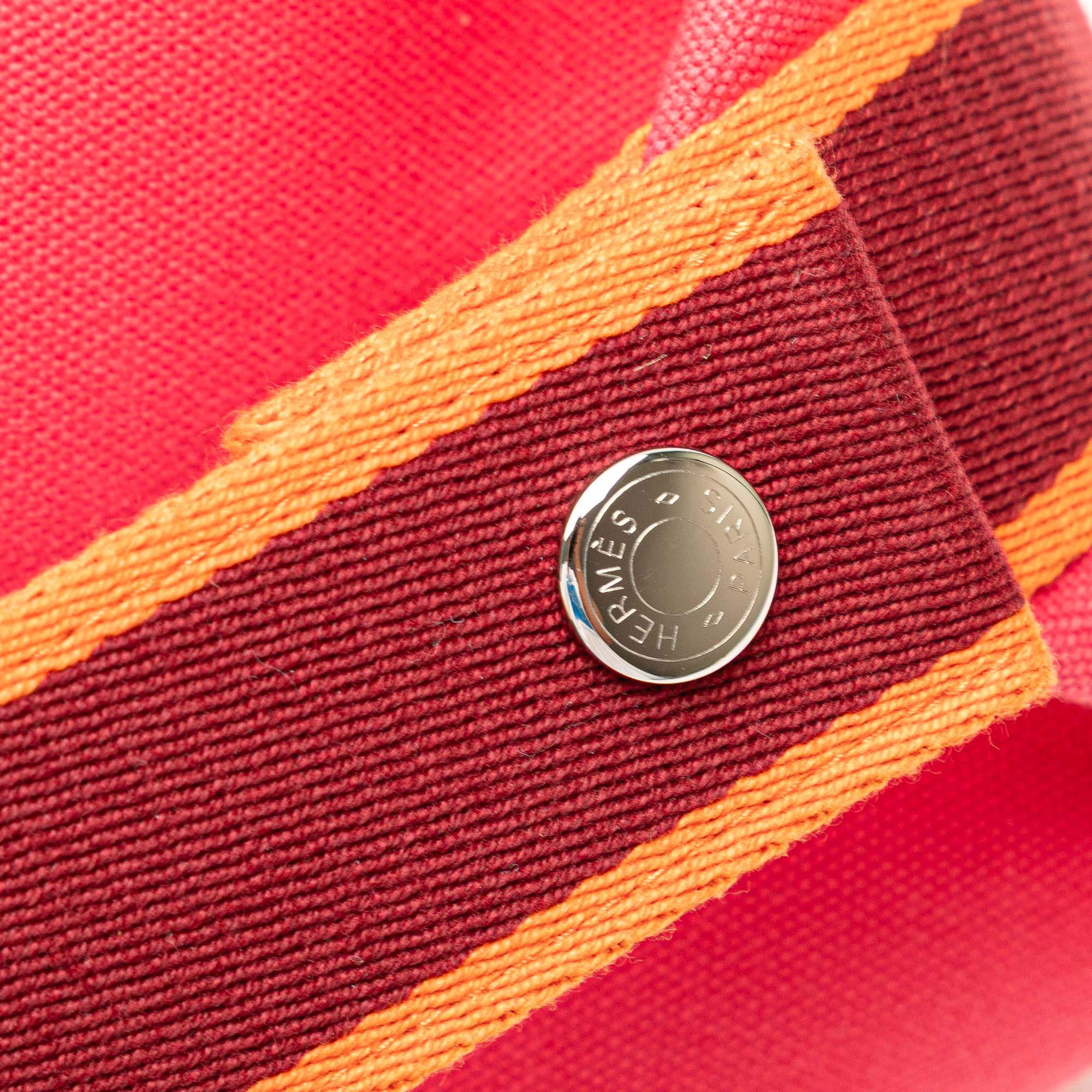 Pre-loved Hermès Small Bride-A-Brac pink canvas pouch with handle and zipper
