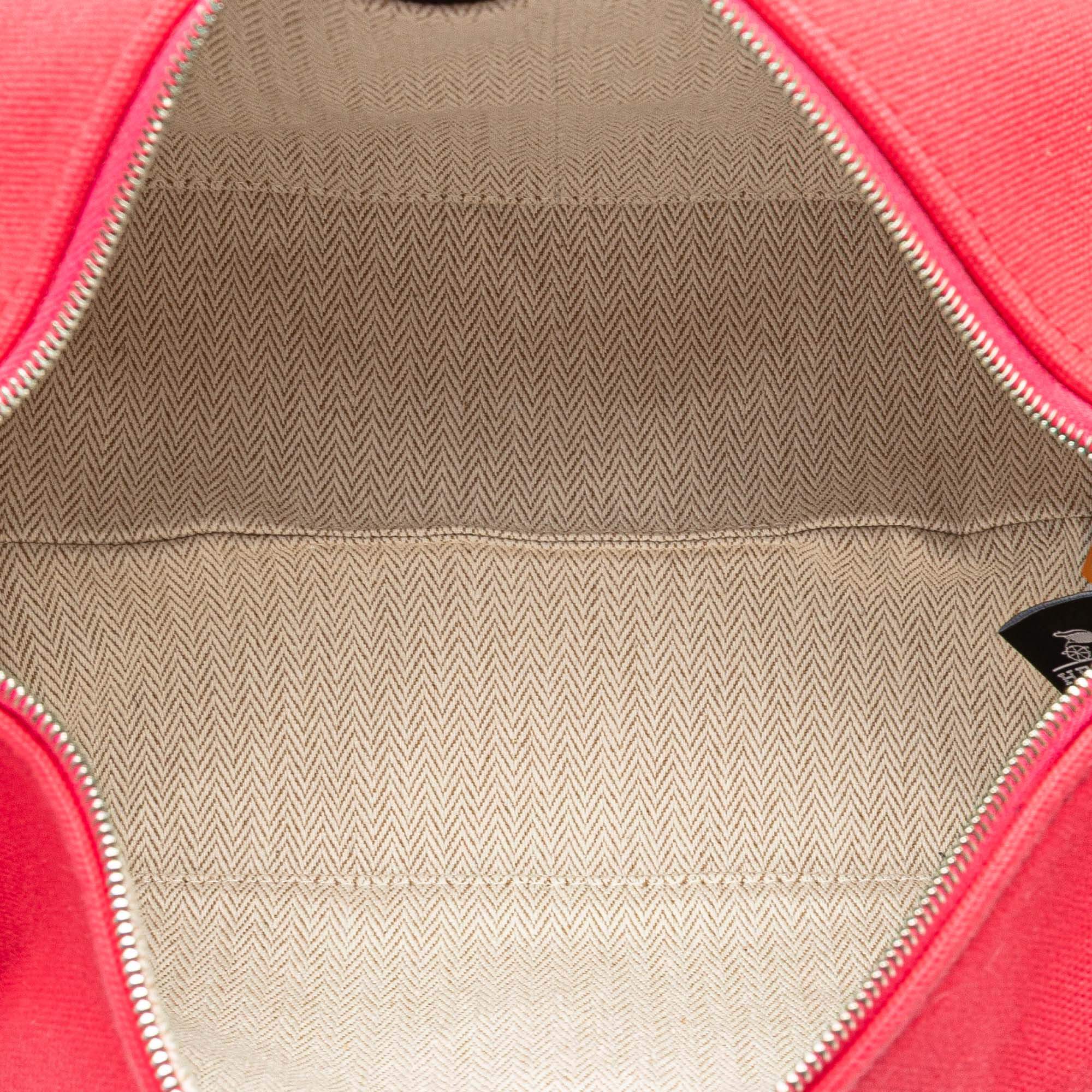 Pre-loved Hermès Small Bride-A-Brac pink canvas pouch with handle and zipper
