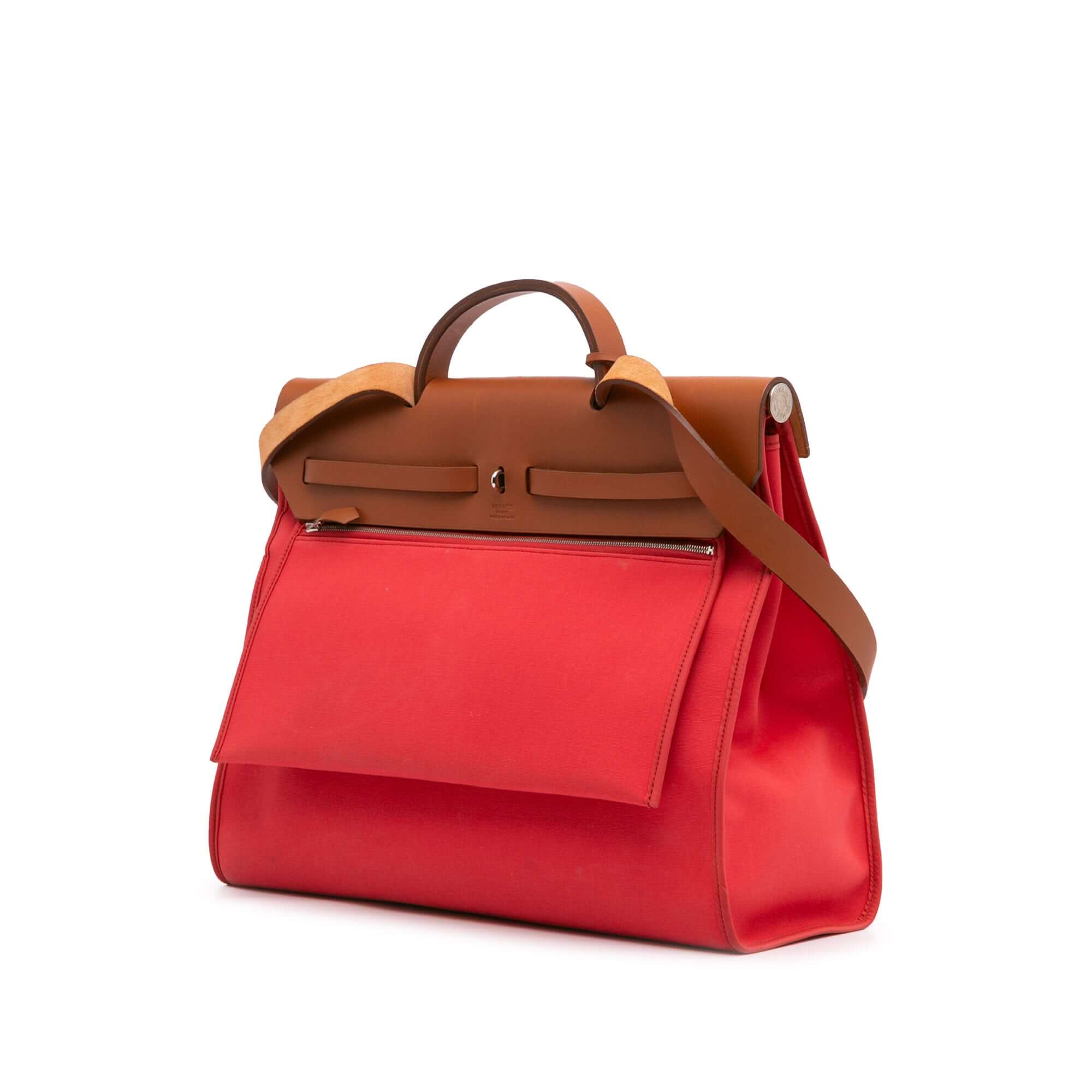 Pre-loved Hermès Herbag Zip 39 in pink canvas with leather trim and detachable pouch
