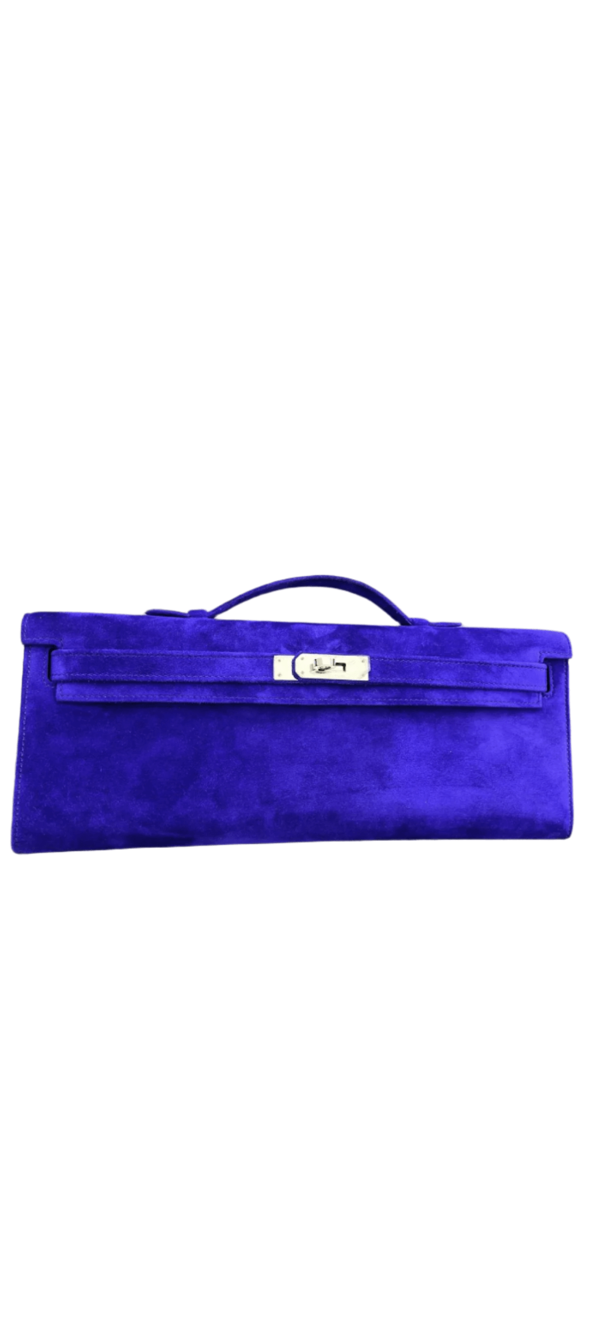 Pre-loved Hermès Kelly Cut Pochette in Electric Blue Doblis suede with palladium hardware, 2022 U stamp