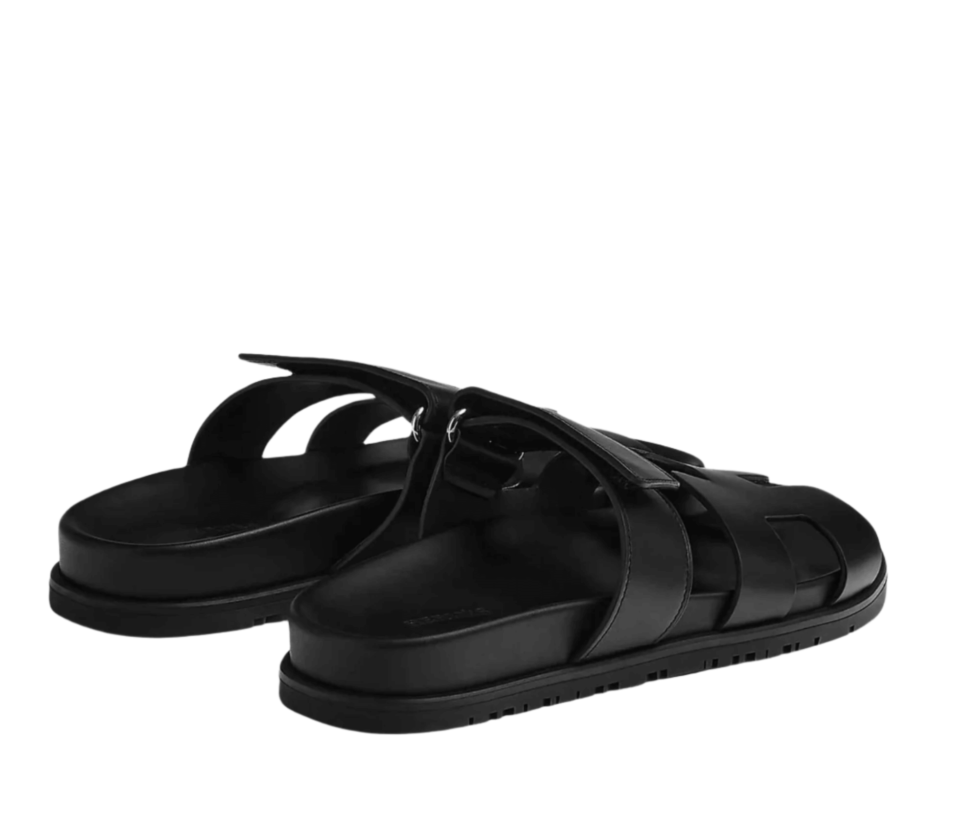 Top view of hermes chypre in black featuring the iconic H design